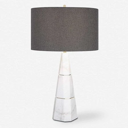 Uttermost Citadel Marble Table Lamp With Charcoal Gray Shade - Image 2