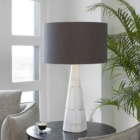 Uttermost Citadel Marble Table Lamp With Charcoal Gray Shade - Image 3