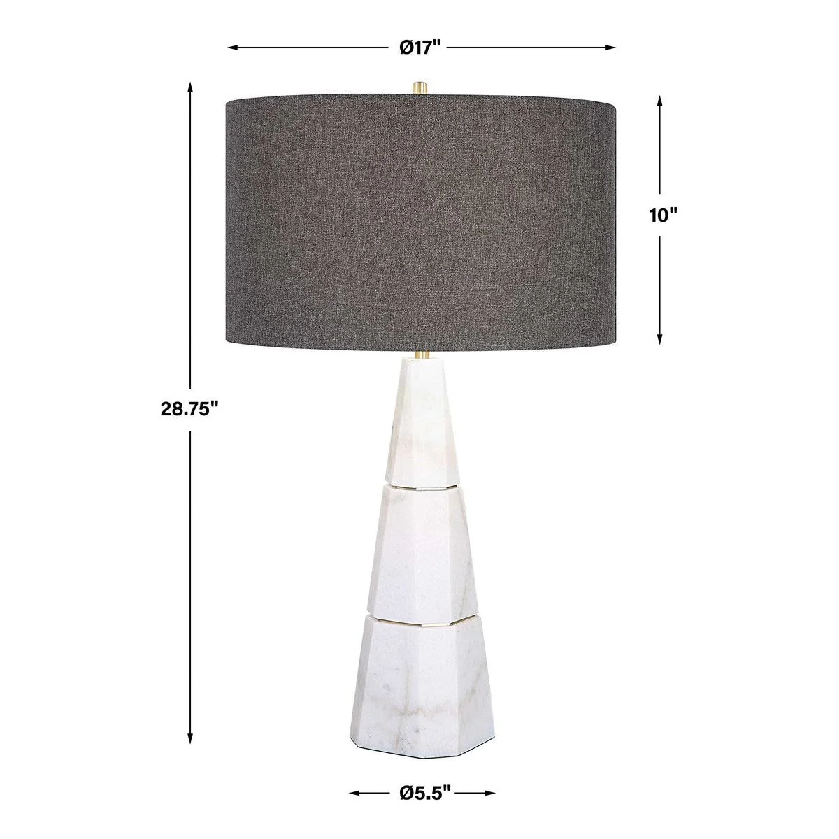 Uttermost Citadel Marble Table Lamp With Charcoal Gray Shade - Image 9
