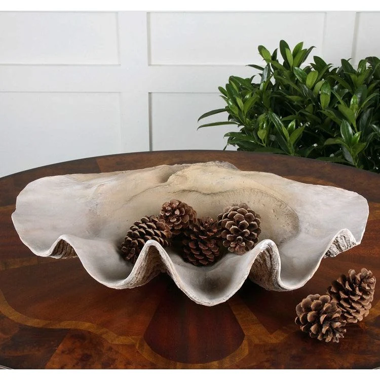 Uttermost Clamshell Antique White Decorative Bowl - Image 3