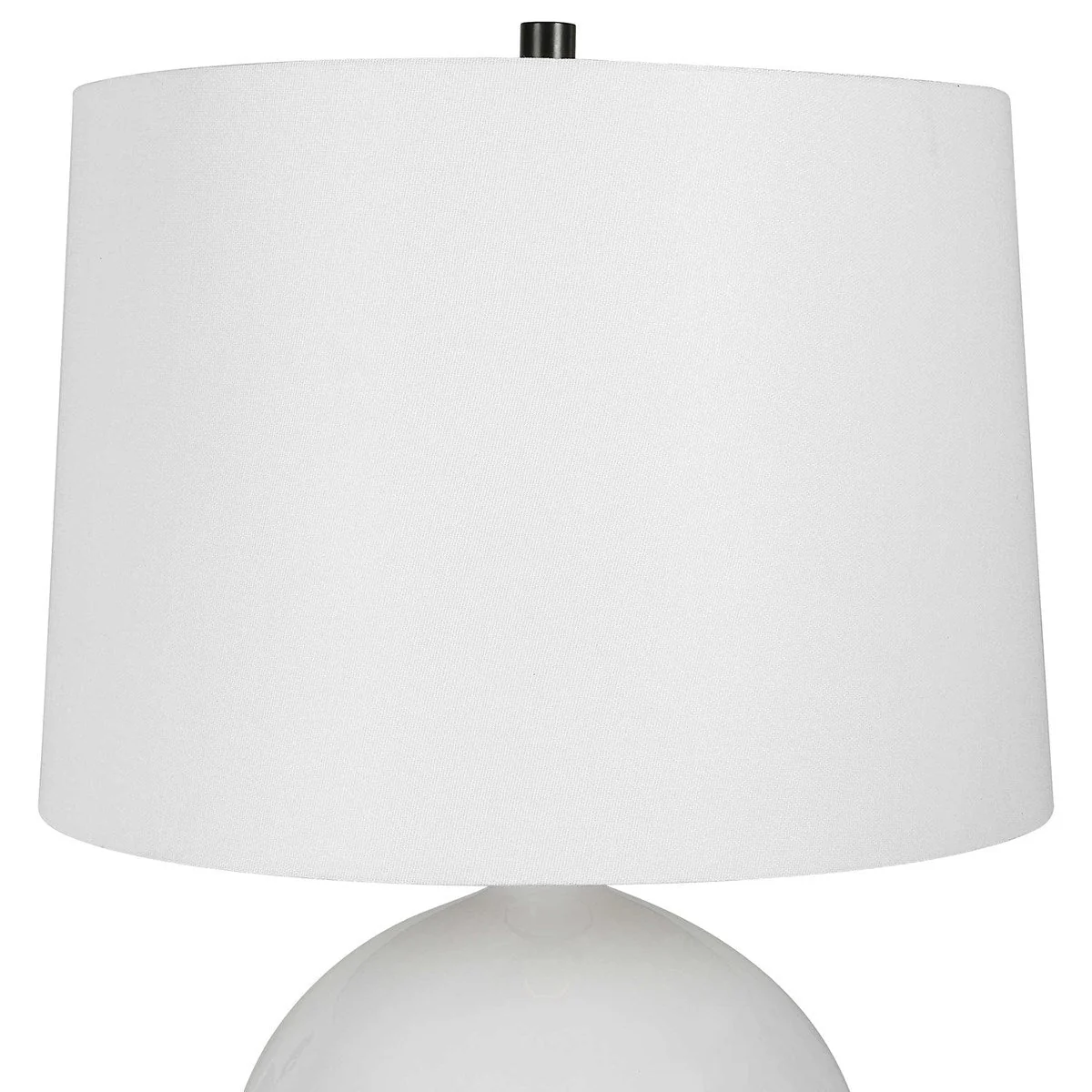 Uttermost Collar Gloss White Glazed Table Lamp With Linen Shade - Image 5