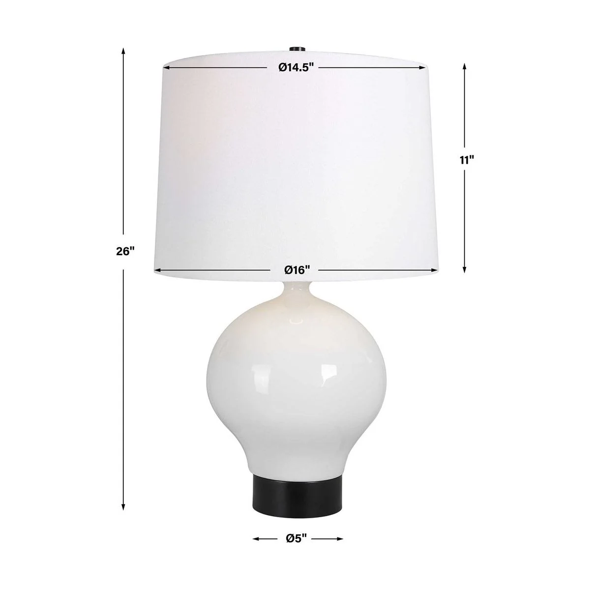 Uttermost Collar Gloss White Glazed Table Lamp With Linen Shade - Image 8