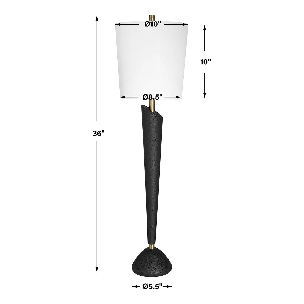 Uttermost Cypher Black Stone Modern Buffet Lamp With White Linen Shade - Image 7