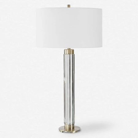 Uttermost Davies Cut Crystal Table Lamp With White Linen Shade - Image 2