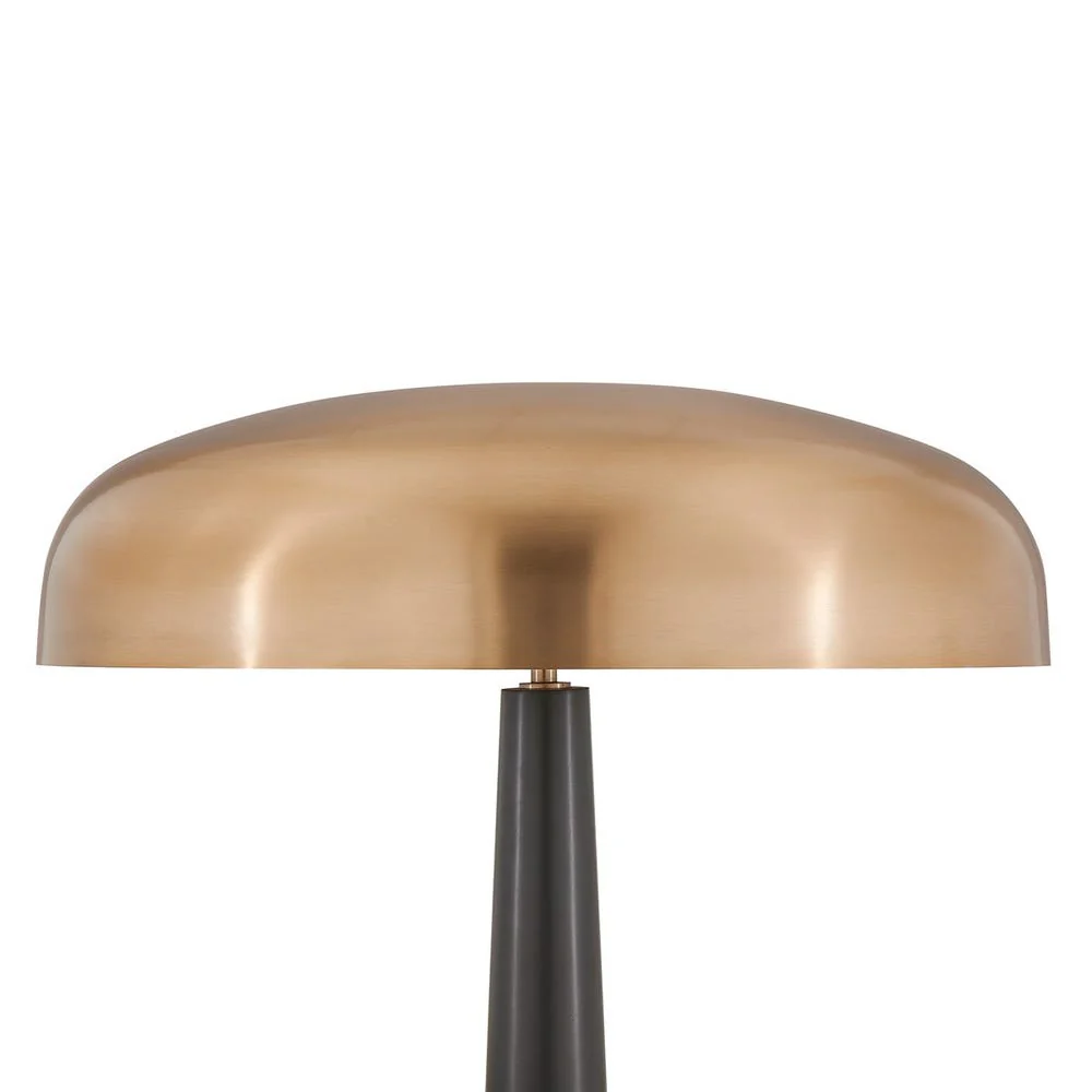 Uttermost Davis Sleek Black Floor Lamp With Warm Antique Brass Iron Dome Shade - Image 5