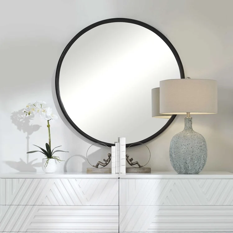 Uttermost Dawsyn Aged Black Iron Round Mirror