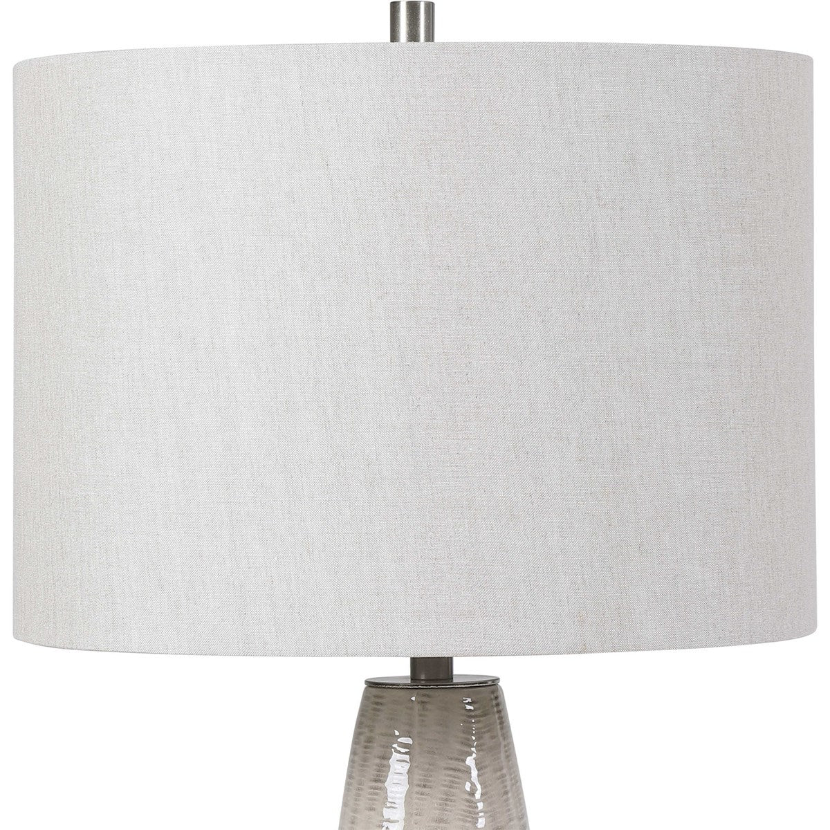 Uttermost Delgado Light Gray Glazed Ceramic Table Lamp With Linen Shade - Image 6