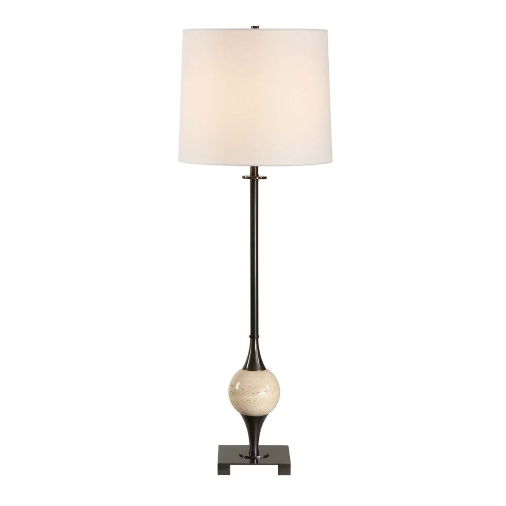 Uttermost Dempsey Dark Bronze With Travertine Orb Buffet Lamp - Image 3