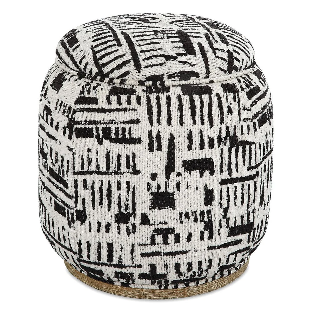 Uttermost Dialogue Black And Off White Round Ottoman - Image 4