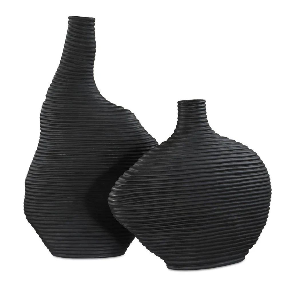 Uttermost Duostacked Set Of 2 Matte Black Ceramic Vases - Image 4