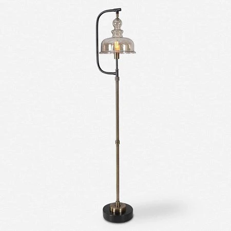 Uttermost Elieser Floor Lamp With Amber Glass Shade - Image 2
