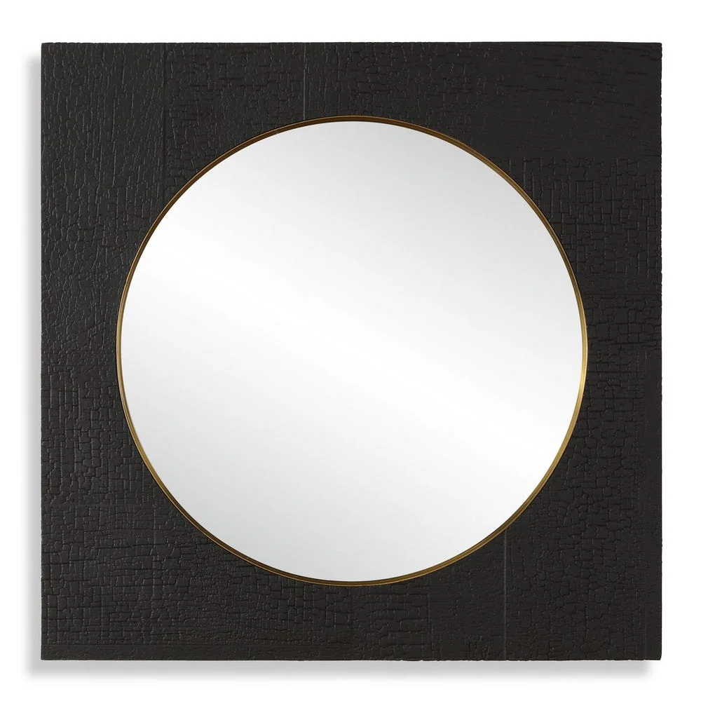 Uttermost Ember Rich Black Wood Charring Square Mirror - Image 4
