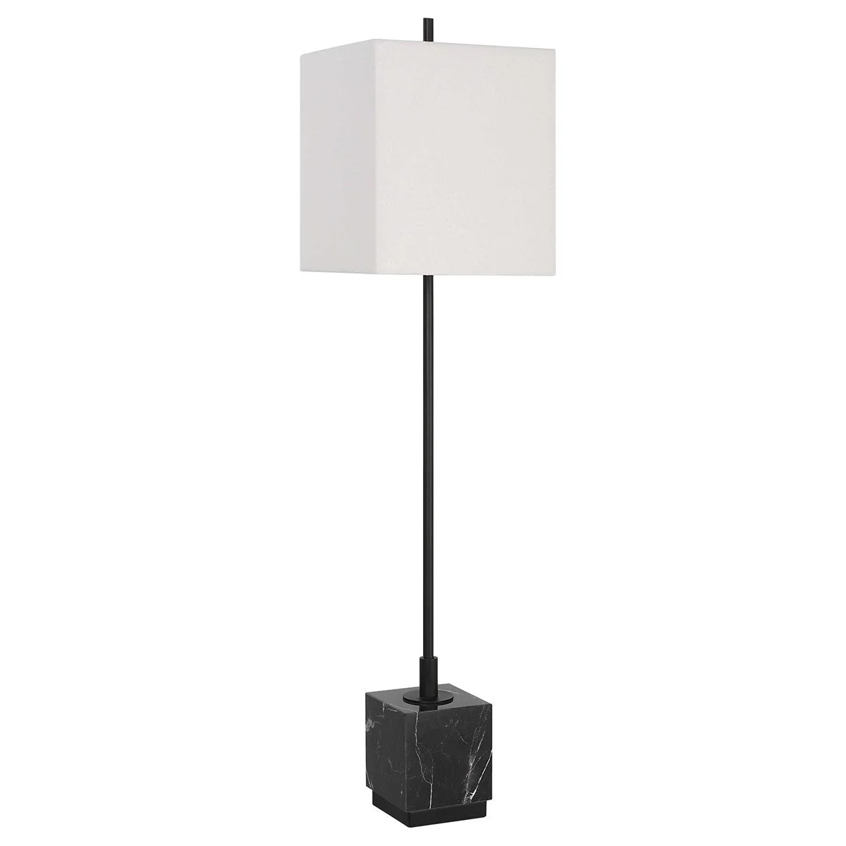 Uttermost Escort Black Marble Buffet Lamp With Linen Shade - Image 3