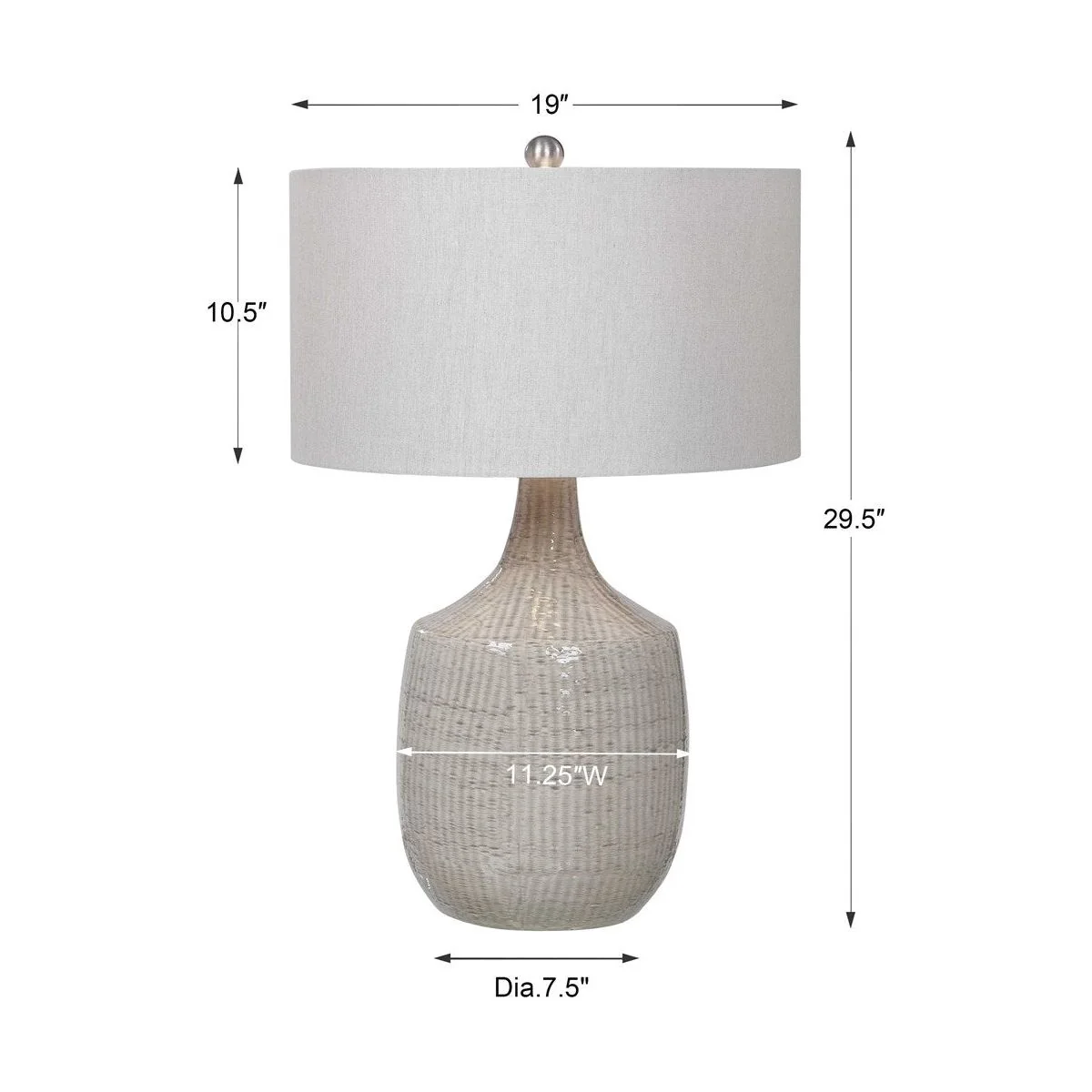 Uttermost Felipe Light Gray Ceramic Table Lamp With Linen Shade - Image 9