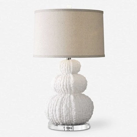 Uttermost Fontanne Ivory Textured Ceramic Table Lamp With Beige Linen Shade - Image 2