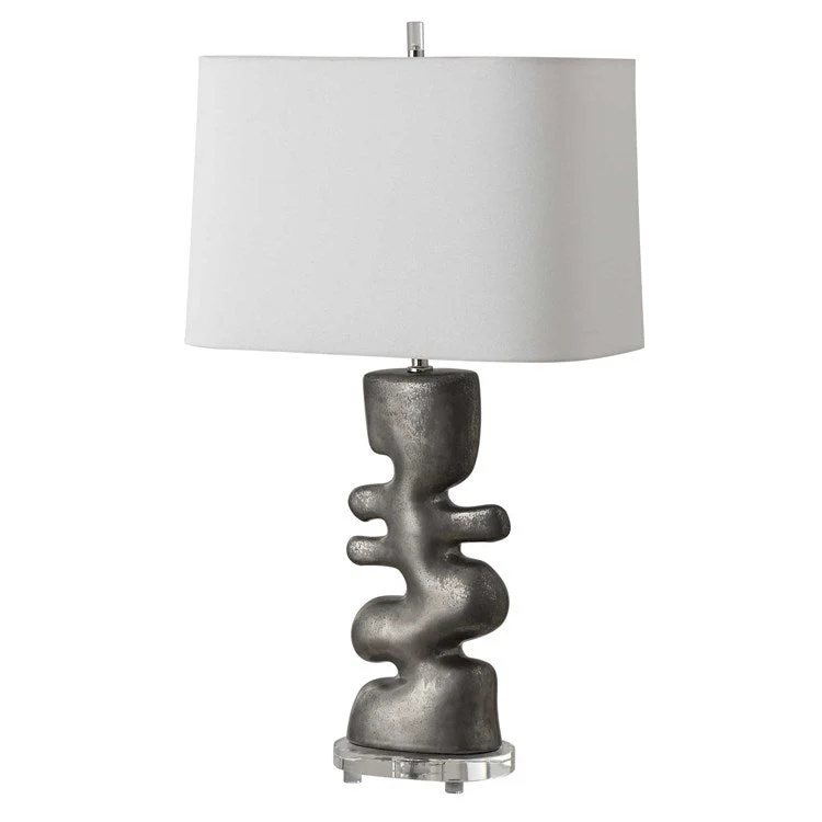 Uttermost Free Flowing Nickel Glaze Table Lamp With White Linen Shade - Image 4