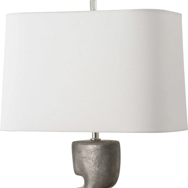 Uttermost Free Flowing Nickel Glaze Table Lamp With White Linen Shade - Image 5