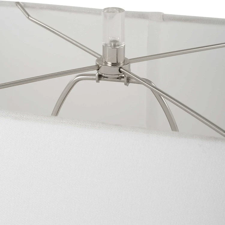 Uttermost Free Flowing Nickel Glaze Table Lamp With White Linen Shade - Image 6