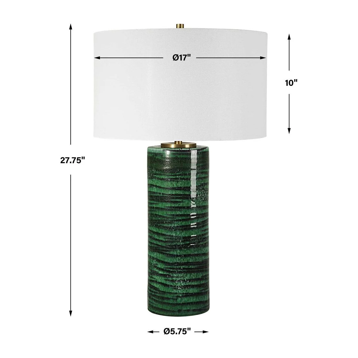 Uttermost Galeno Emerald Green Glazed Ceramic Table Lamp With White Linen Shade - Image 8