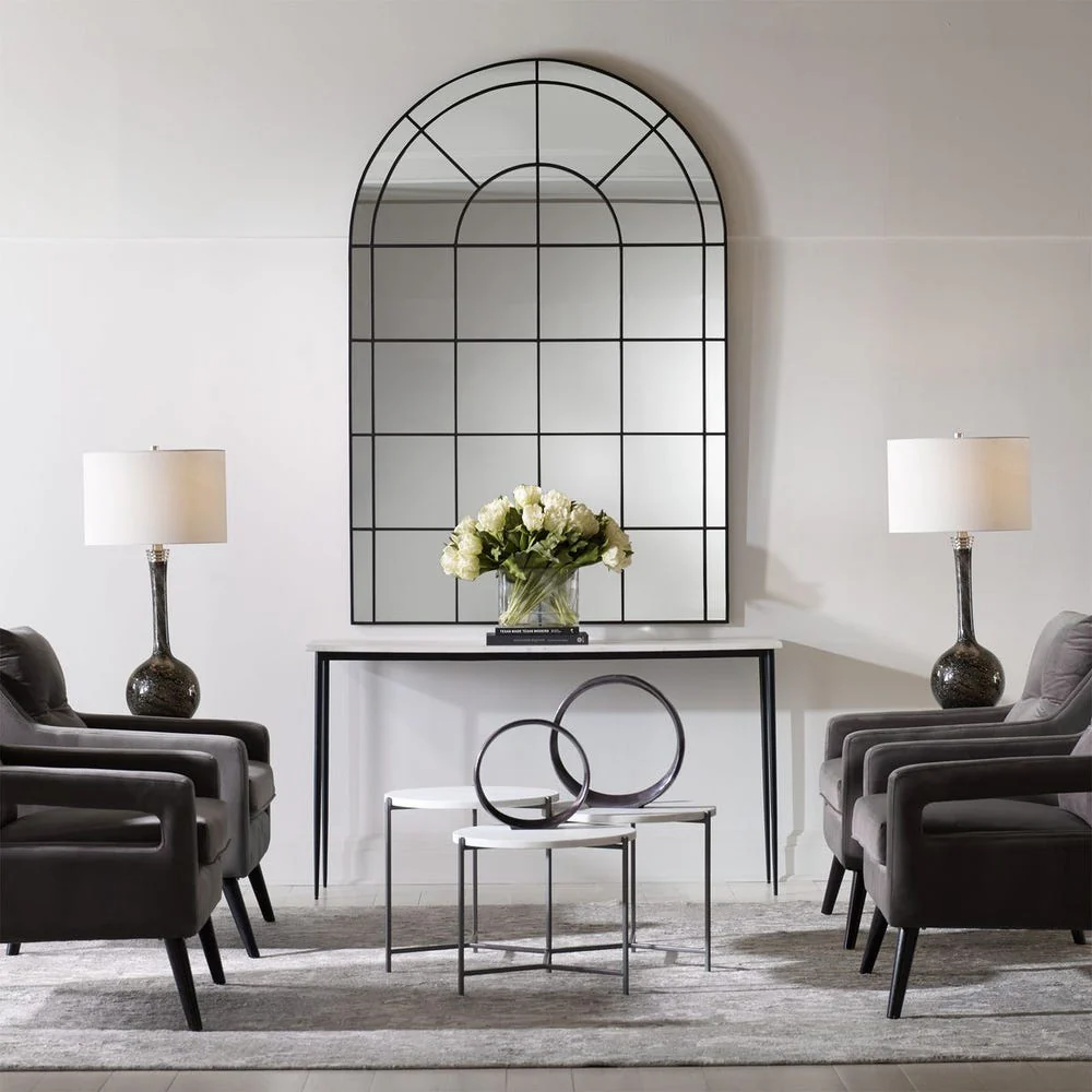 Uttermost Grantola Satin Black Arch Mirror - Image 3