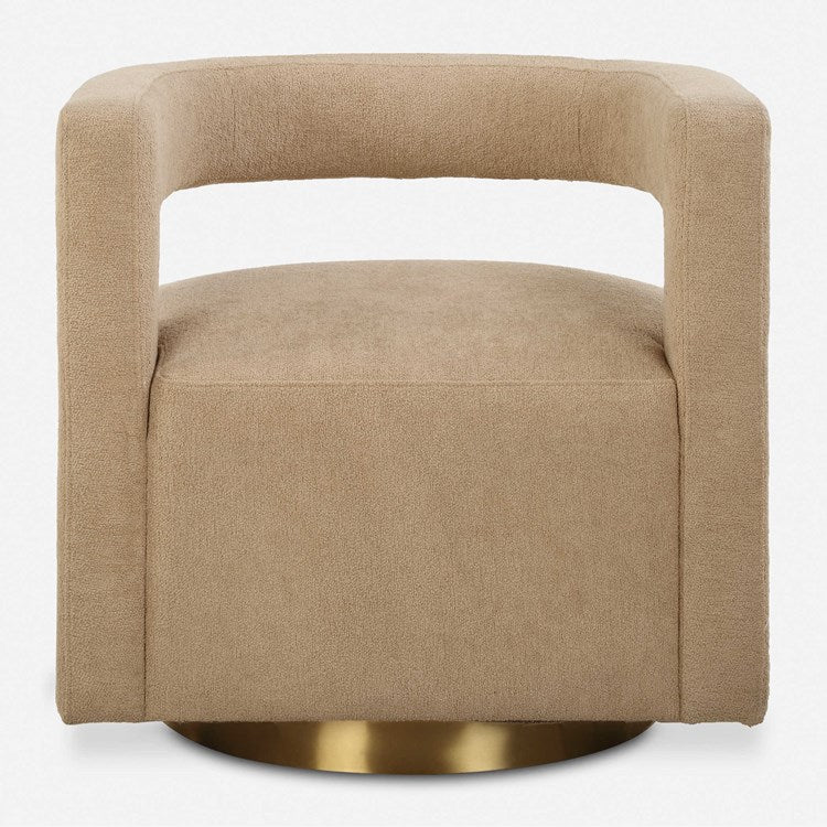 Uttermost Grounded Toast Boucle Fabric Modern Swivel Chair - Image 2