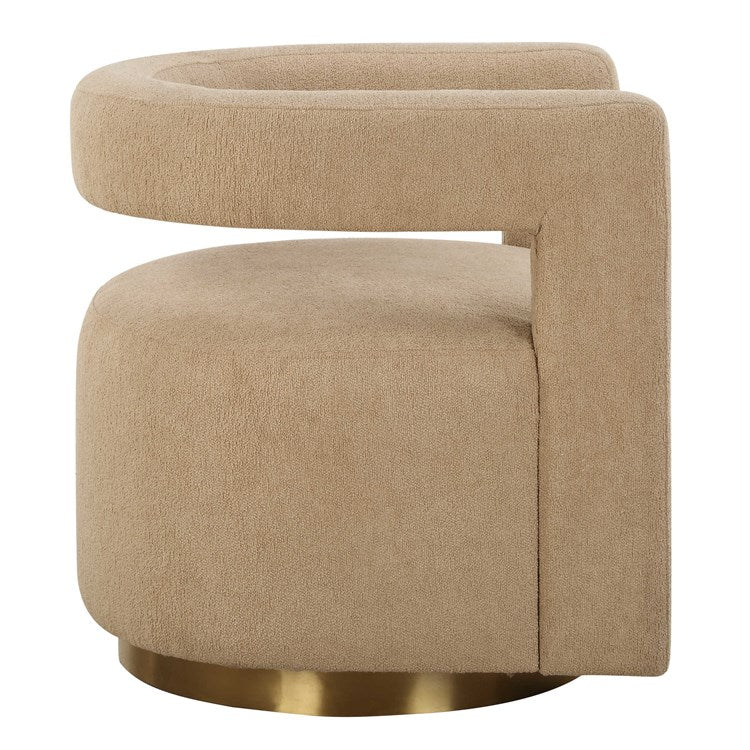 Uttermost Grounded Toast Boucle Fabric Modern Swivel Chair - Image 5