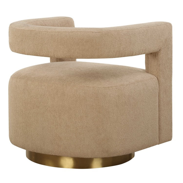 Uttermost Grounded Toast Boucle Fabric Modern Swivel Chair - Image 6