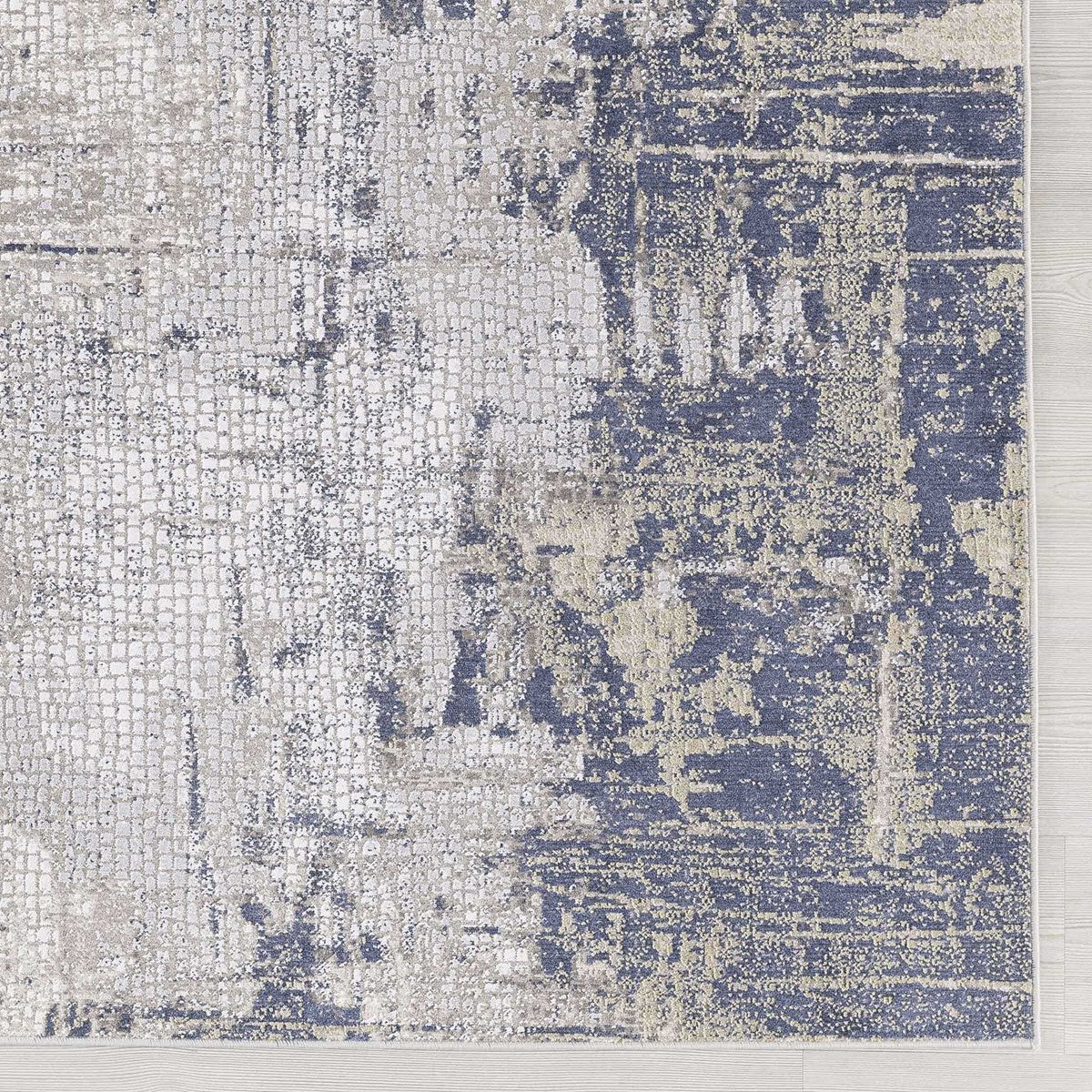Uttermost Hamida Indigo Blue, Light Gray and Beige Modern Abstract Rug ~ 5'3" x 7'6" - Image 2