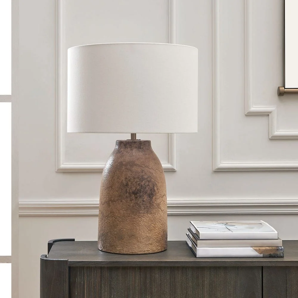 Uttermost Harris Organic Brown Table Lamp With A Warm White Linen Shade - Image 2