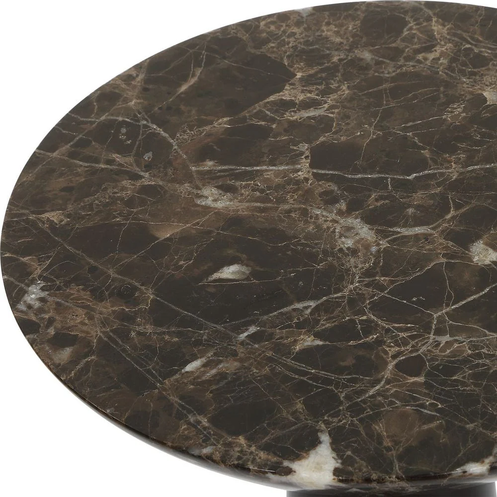 Uttermost Hastings Sleek Iron Accent Table With Brown Marble Surface - Image 3