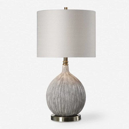 Uttermost Hedera Ivory and Aged Black Ceramic Table Lamp With Light Beige Linen Shade - Image 3