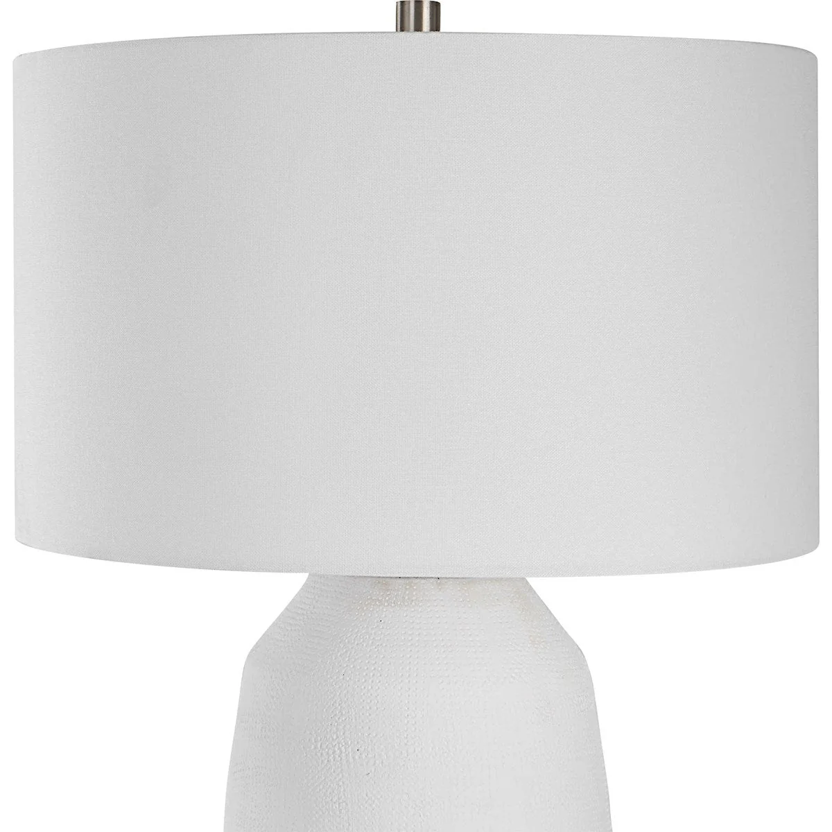 Uttermost Heir Matte Chalk White Ceramic Table Lamp With White Shade - Image 5