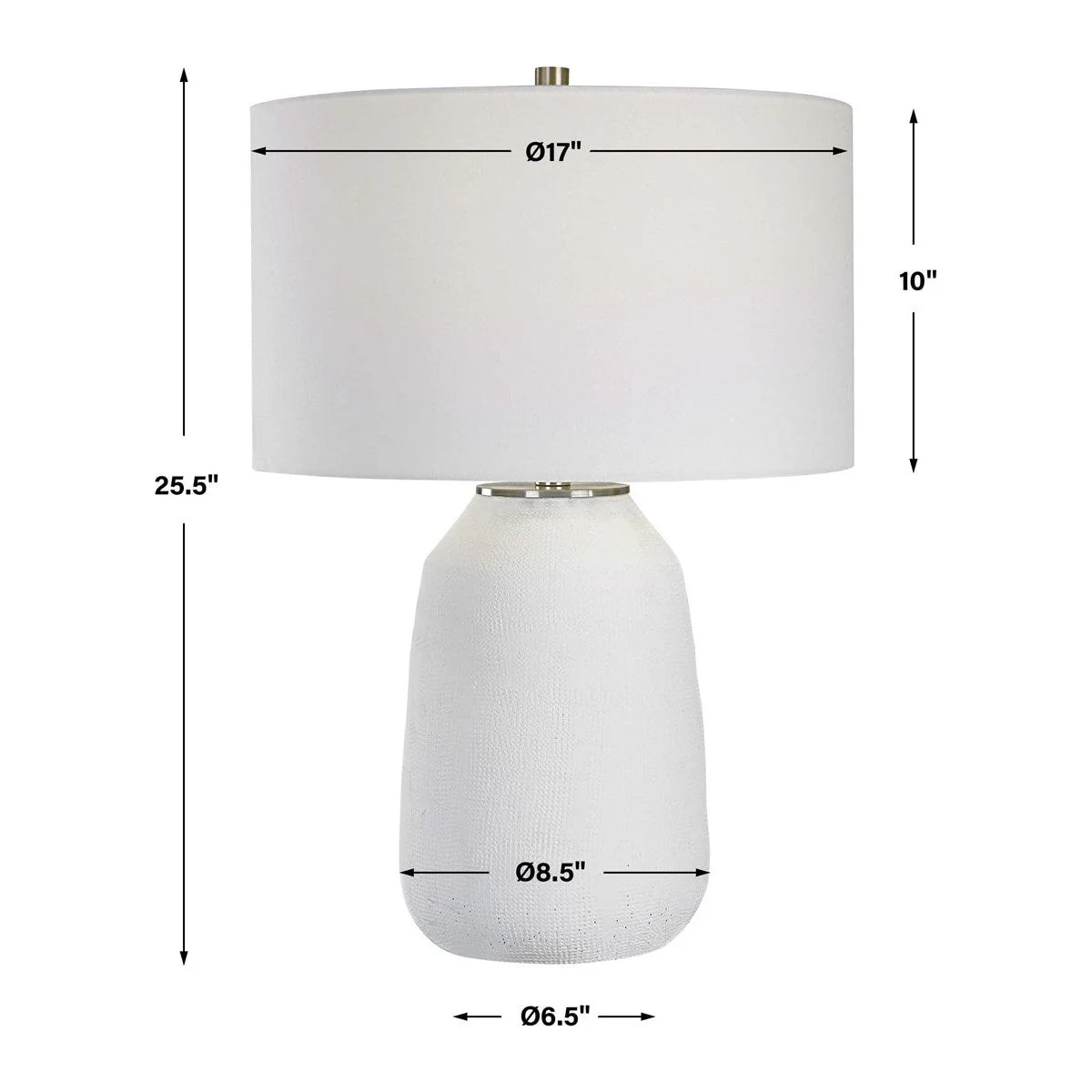 Uttermost Heir Matte Chalk White Ceramic Table Lamp With White Shade - Image 8
