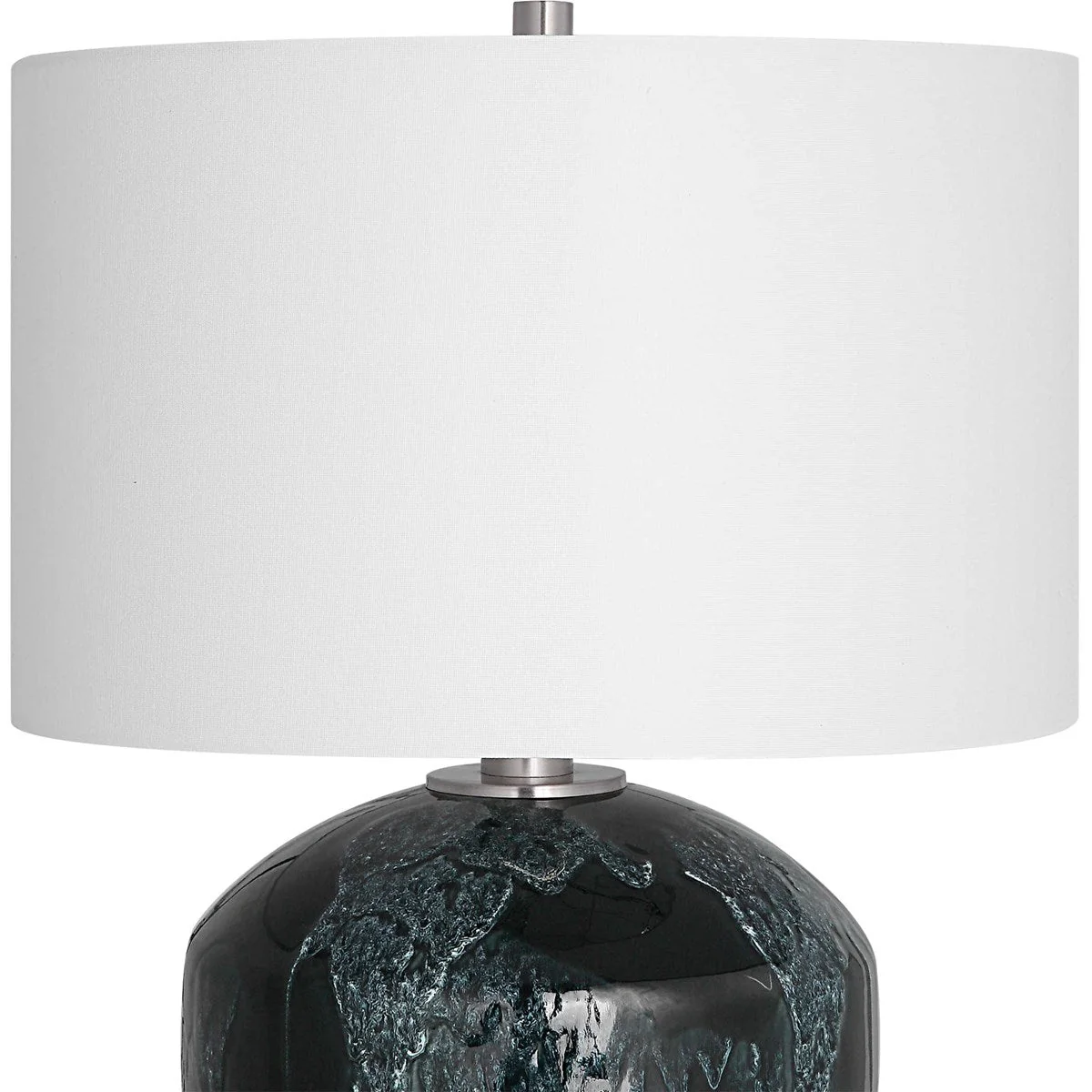 Uttermost Highlands Deep Emerald Green Glazed Ceramic Table Lamp With White Shade - Image 4