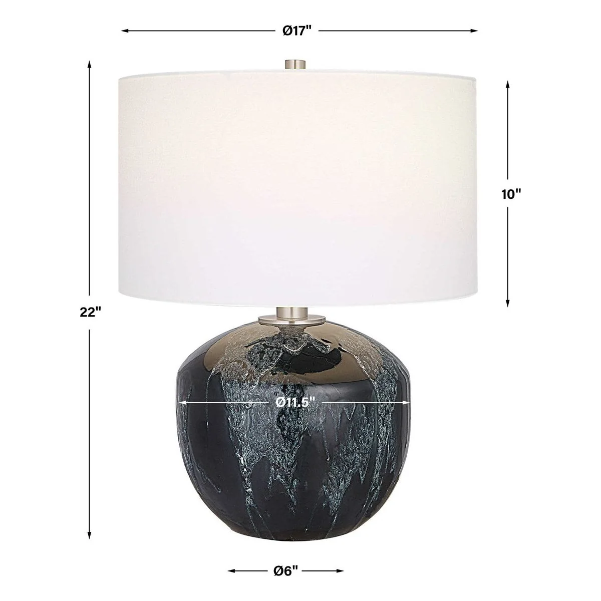 Uttermost Highlands Deep Emerald Green Glazed Ceramic Table Lamp With White Shade - Image 8