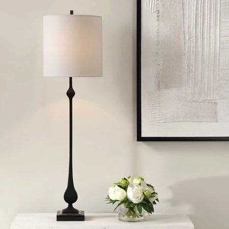 Uttermost Hightower Buffet Lamp With White Linen Shade - Image 2