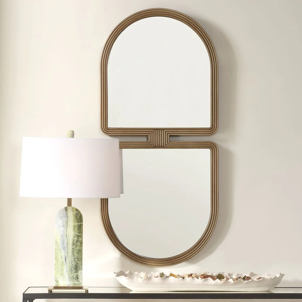 Uttermost Jacques Modern Art Deco Antiqued Gold Framed Mirror