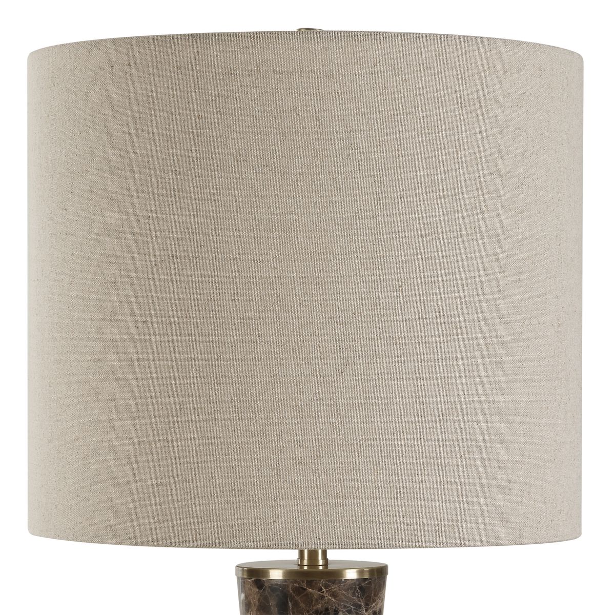 Uttermost Jameson Chocolate Brown Marble Hourglass Table Lamp With Light Beige Linen  Shade - Image 4