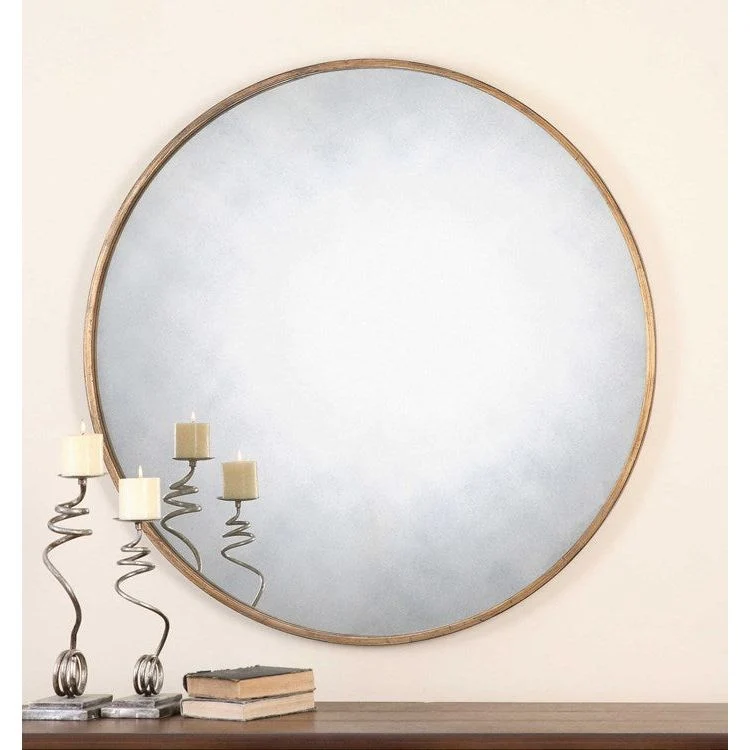 Uttermost Junius Antiqued Gold Leaf Round Mirror - Image 4