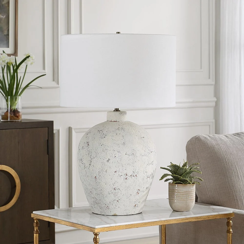Uttermost Karena Ivory Porcelain Table Lamp With Off White Linen Shade - Image 2