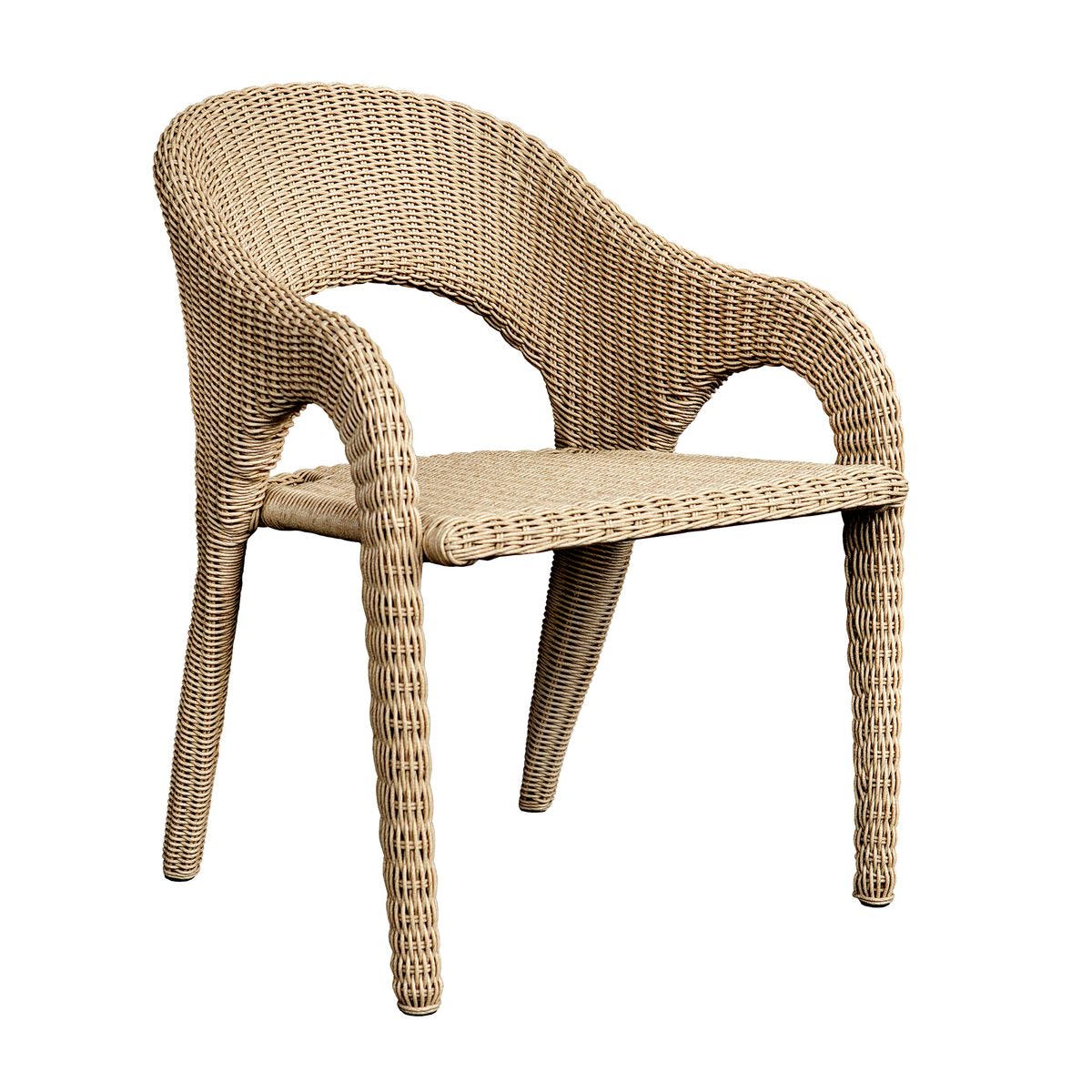 Uttermost Kavali Honey All Weather Wicker Outdoor Dining Chair With Oyster White Cushion - Image 7