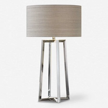Uttermost Keokee Polished Steel Table Lamp With Taupe Linen Shade - Image 2