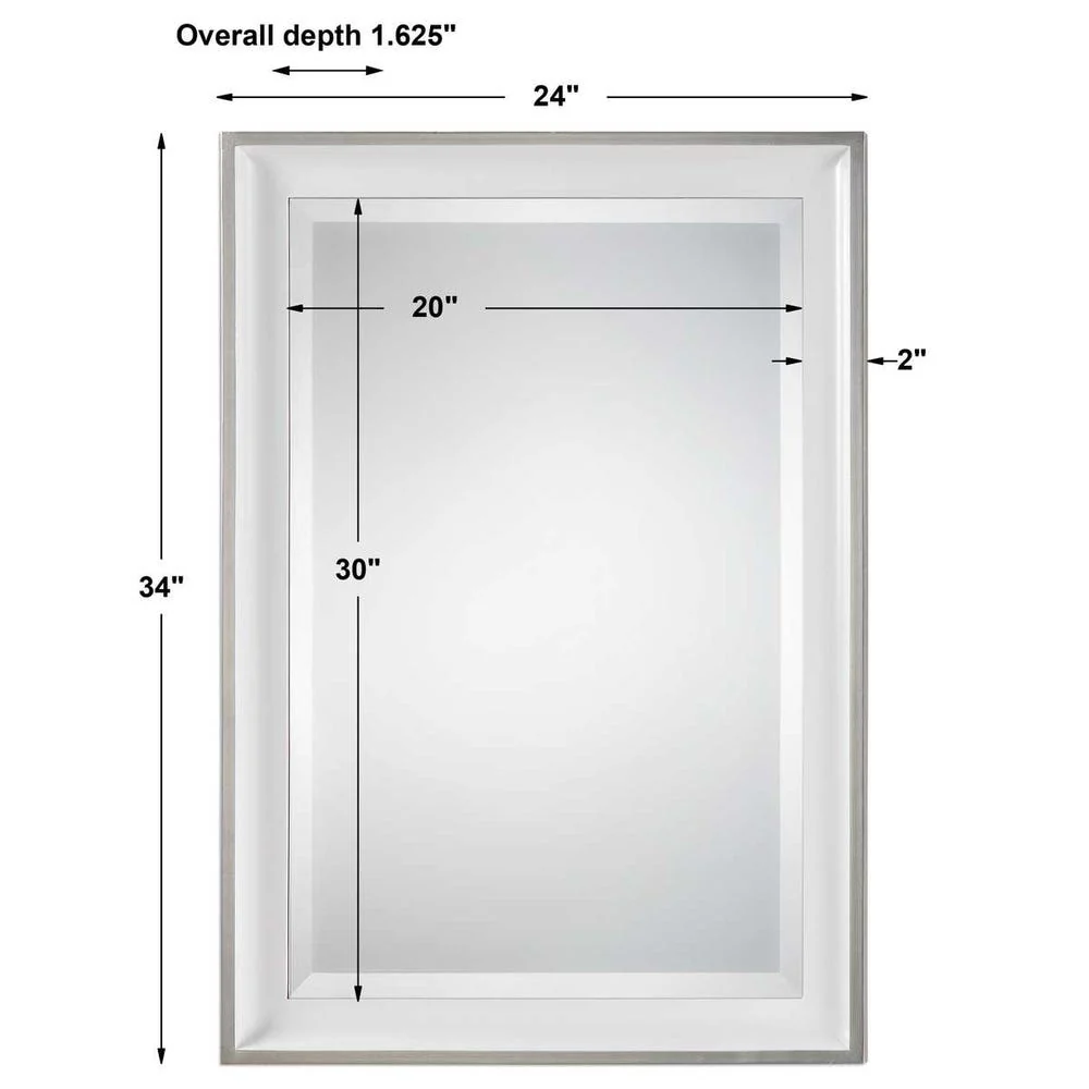 Uttermost Lahvahn Gloss White With Silver Leaf Mirror - Image 3