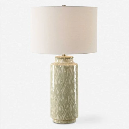 Uttermost Laurel Cream and Sage Glazed Ceramic Table Lamp With Linen Shade - Image 2