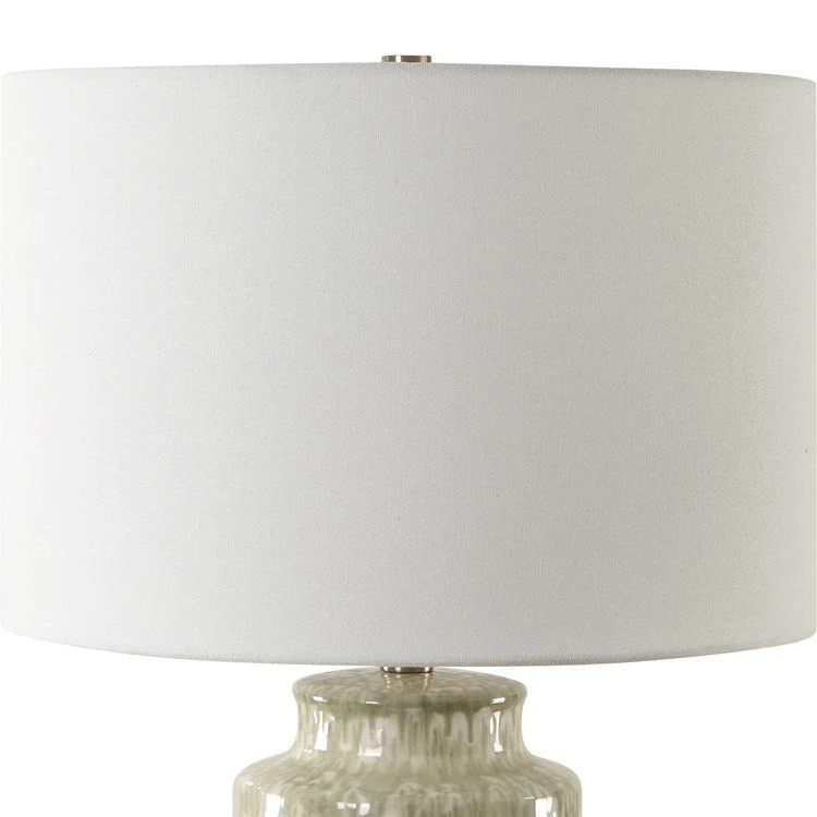 Uttermost Laurel Cream and Sage Glazed Ceramic Table Lamp With Linen Shade - Image 5