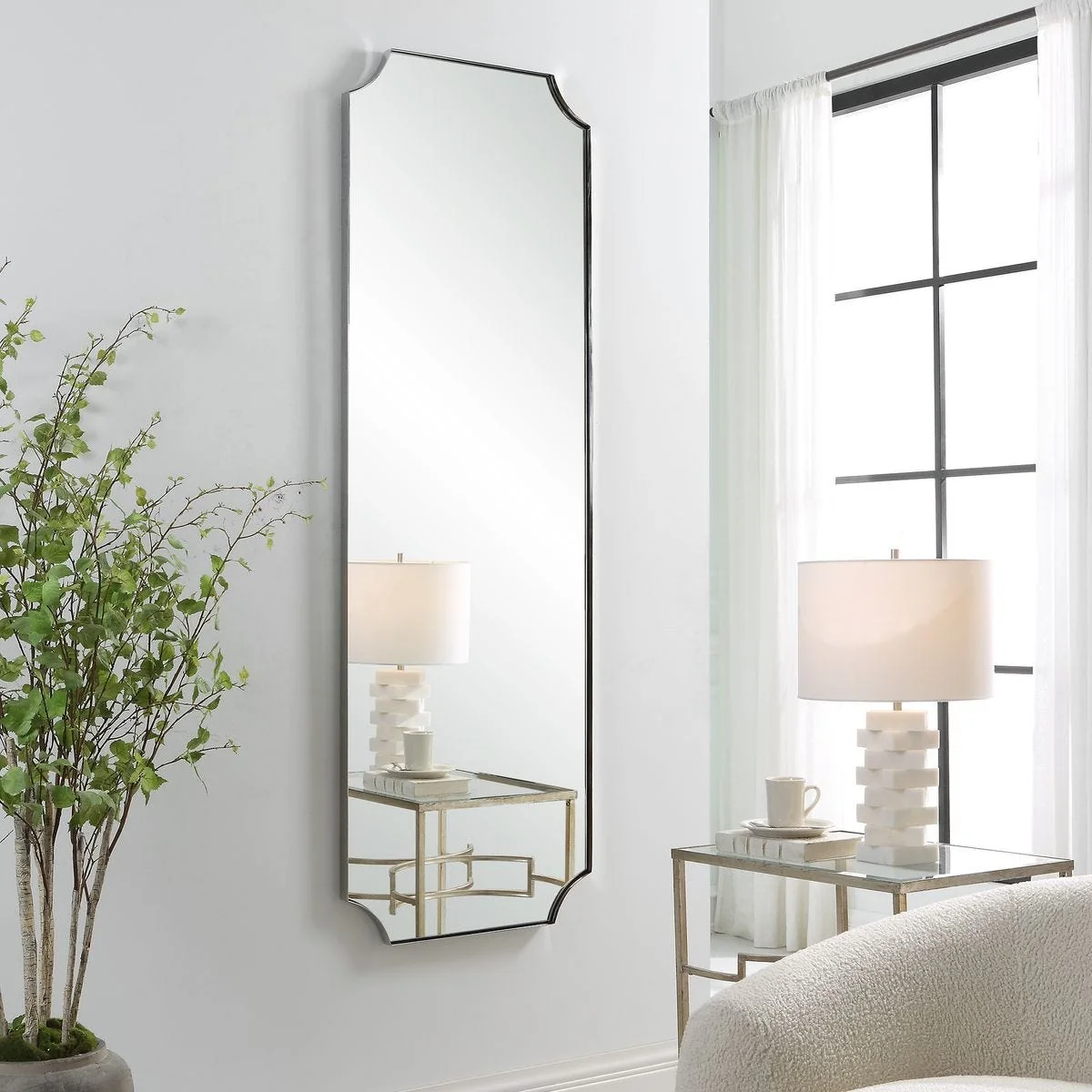 Uttermost Lennox Polished Nickel With Scalloped Edge Framed Mirror