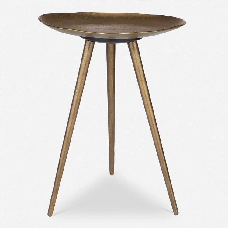 Uttermost Lily Pad Antique Brass Finish Accent Table - Image 2