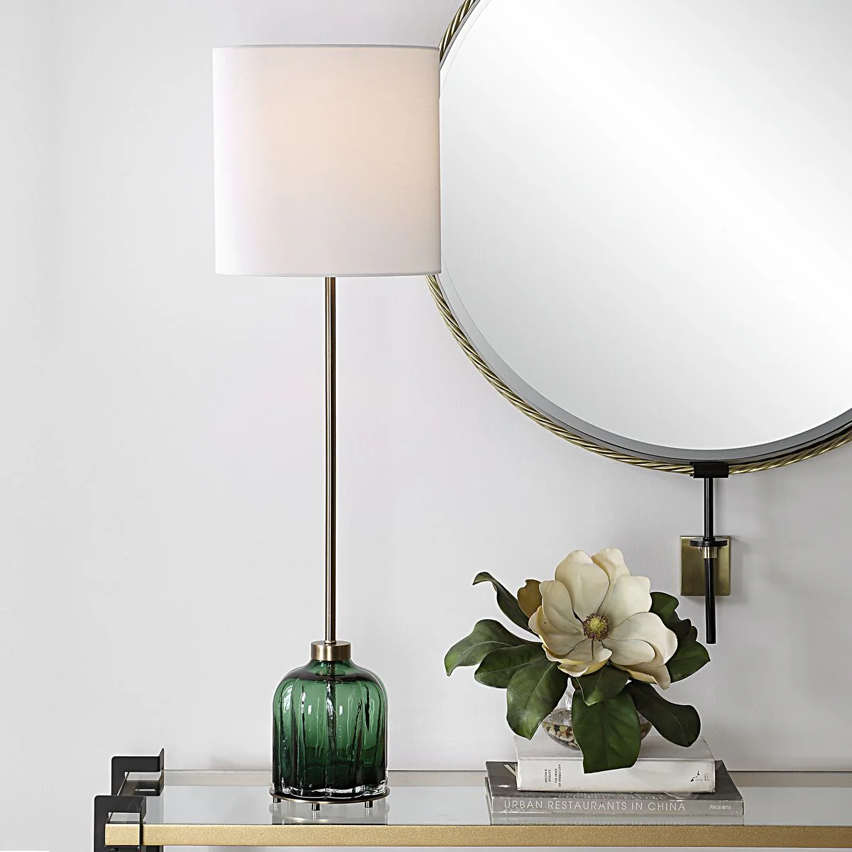 Uttermost Lois Emerald Glass Buffet Lamp
