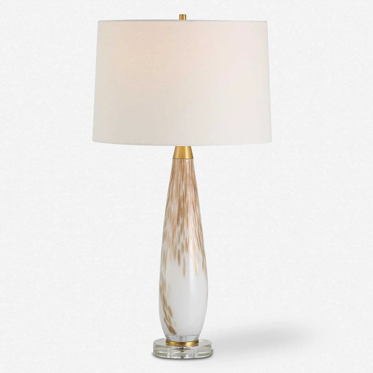 Uttermost Lyra White and Metallic Gold Table Lamp With Linen Shade - Image 3