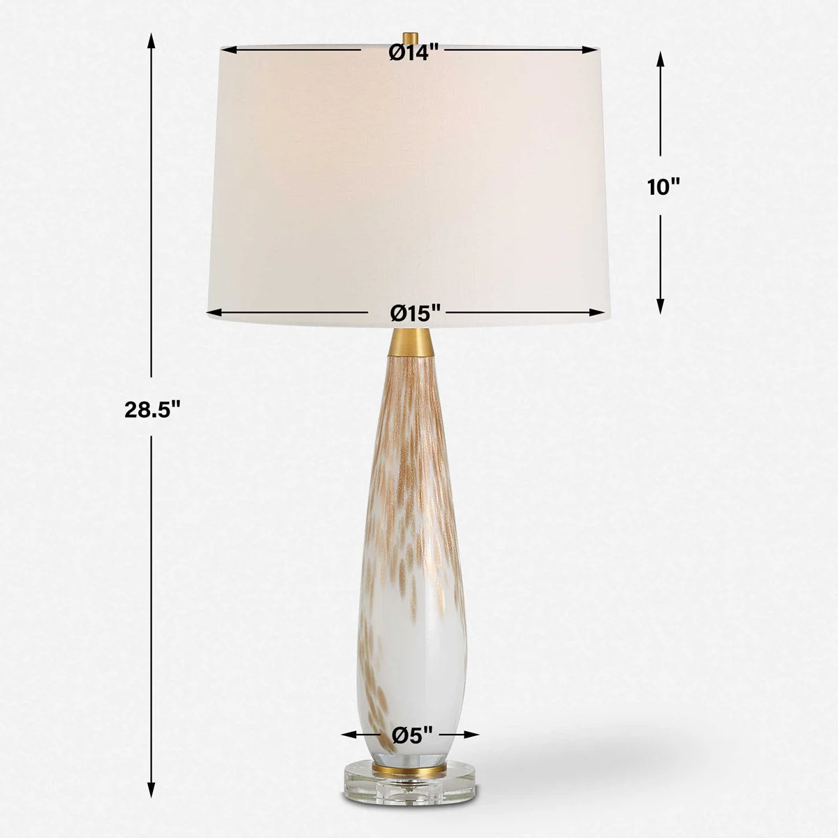 Uttermost Lyra White and Metallic Gold Table Lamp With Linen Shade - Image 7